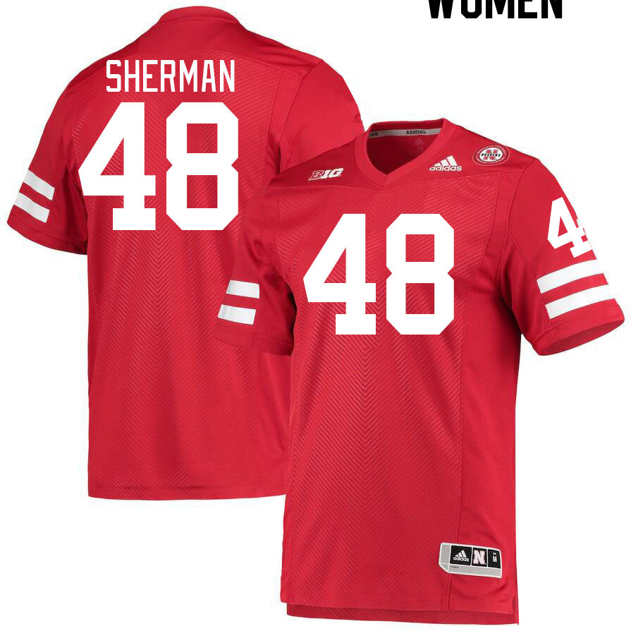Women #48 MJ Sherman Nebraska Cornhuskers College Football Jerseys Stitched Sale-Red
